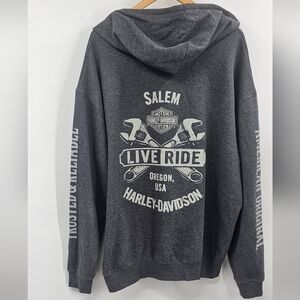 Harley-Davidson Gray Zip-Up Hoodie Size 2XL